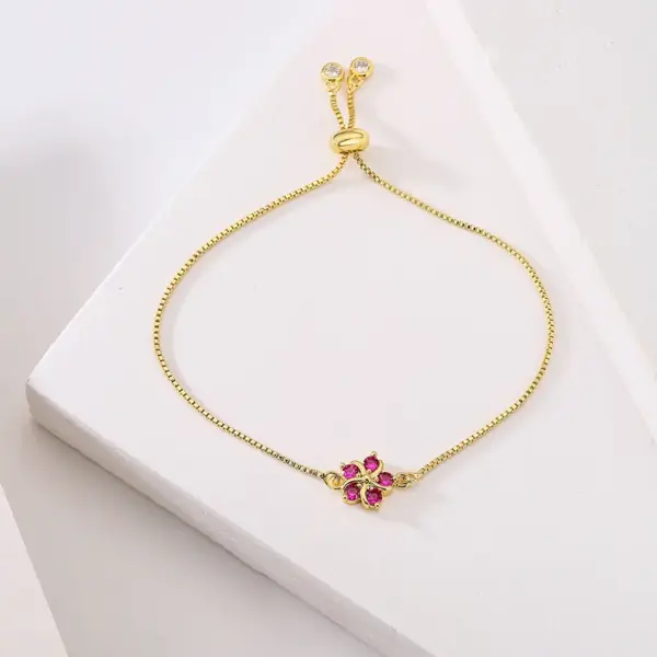 Wholesale Fashion Flower Copper Zircon Bracelets In Bulk