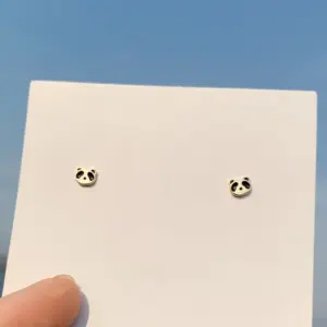 Golden Bear Ear Studs / 925 Silver Needle