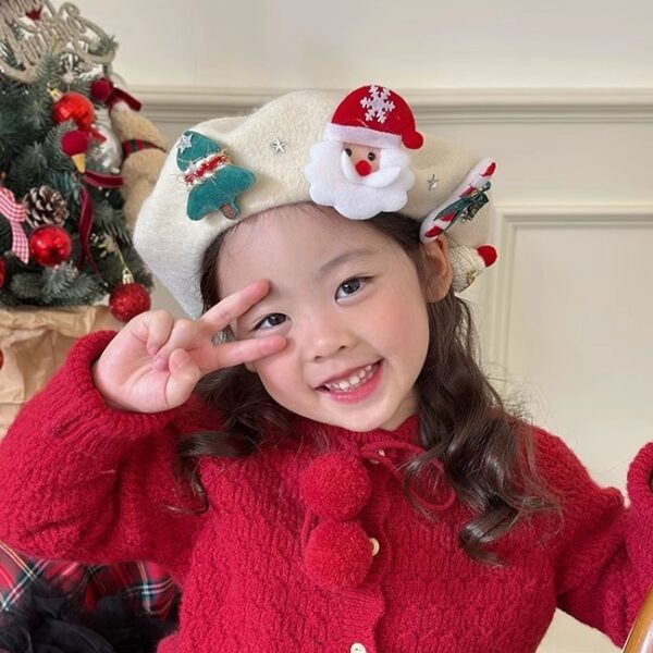 Wholesale Christmas parent-child beret warm wool red hat