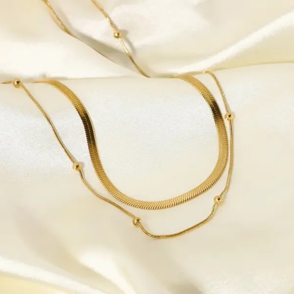 PVD Coated Real Gold Plated Stainless Steel Titanium Steel Simple Style Waterproof Non Tarnish Necklace