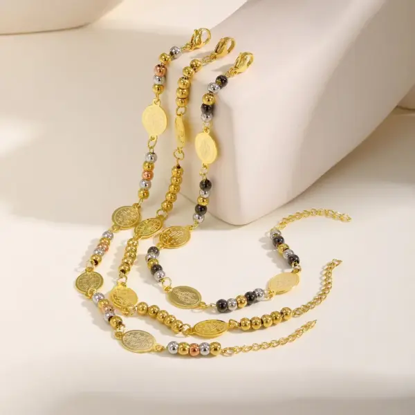 Wholesale PVD Coated Real Gold Plated 18K Gold Rose Gold Plated Geometric 201 Stainless Steel Casual Waterproof Non Tarnish 201 Stainless Steel Bracelets