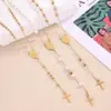 Wholesale Jewelry Classical Vintage Style Cross Virgin Mary Pearl 304 Stainless Steel 18K Gold Plated Beaded Handmade Polishing Necklace