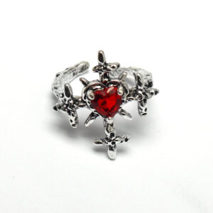 Red love cross ring 307