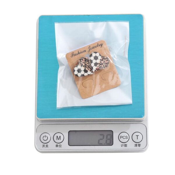 Wholesale Leopard print sports style heart cute wooden earrings