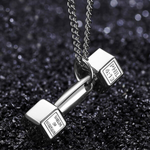 oly-fdd2e66cde82ba21861f6c560eee16b5 Wholesale Fashion Fitness Barbell Dumbbell Men's Necklace Domineering Trendy Men's Titanium Steel Clavicle Cole Pendant Pendant Women