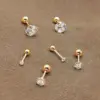 304 Stainless Steel Round PVD Coated Zircon 18K Gold Plated Simple Style Inlay Ear Studs