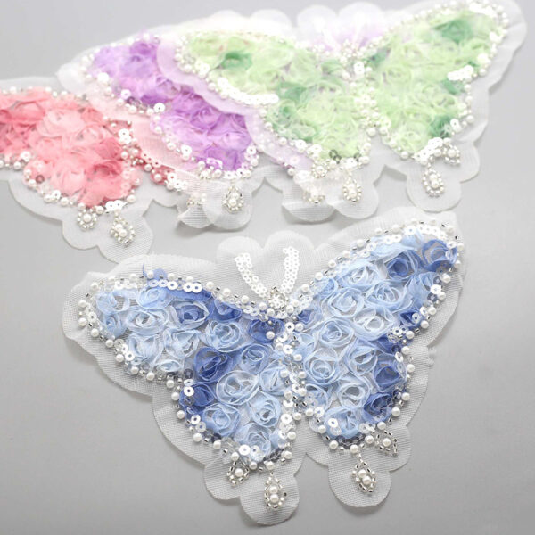 Wholesale Color Flower Butterfly Cloth Sticker Rust Bead Patch Embroidery Cloth Sticker Clothing Bag Decorative Cloth Sticker DIY Accessories Hand Sewing
