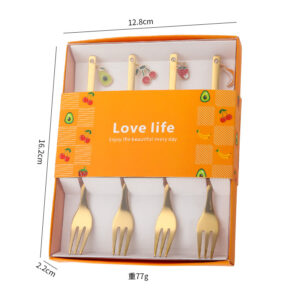 Yellow gift box-fork set of 4 [gold]]