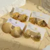 Wholesale 1 Pair/Package Casual Modern Style Simple Style Sector Shell Handmade Polishing Plating 201 Stainless Steel Imitation Gold Earrings