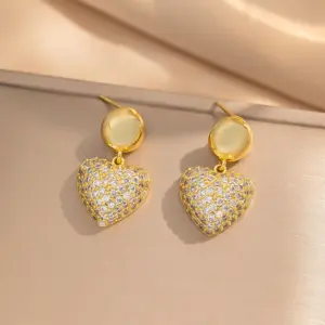 256 Heart Ball Gold Earrings