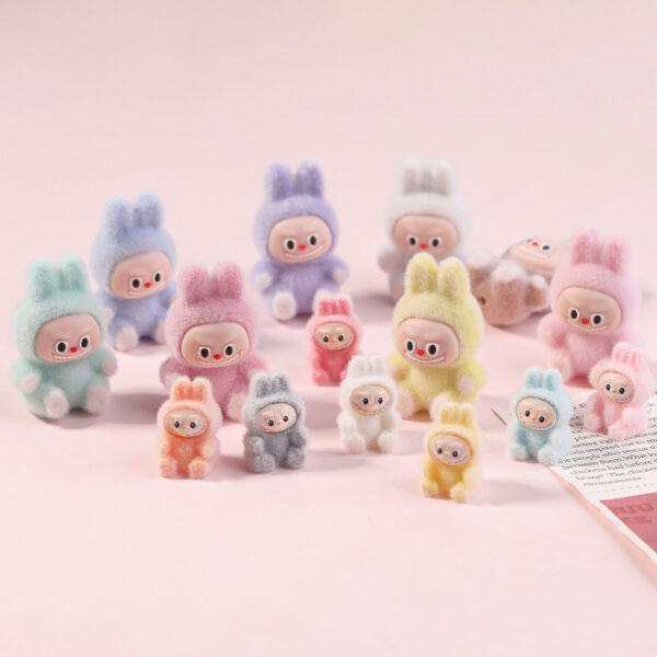 Wholesale Mini Flocked Bunny Blind Box DIY with Perforated Jewelry Accessories Keychain Pendant Cultural and Creative Gifts Resin Accessories