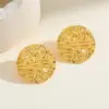Wholesale Geometric Stripe Water Plated 304 Stainless Steel No Inlay Material Hammered Stud Earrings Female Vintage Plated Imitation Gold