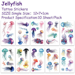 Wholesale 10 PCs/Pack Colorful Marine Jellyfish Painted Tattoo Sticker Party Party Fun Decorative Face Sticker Simulation Arm Sticker