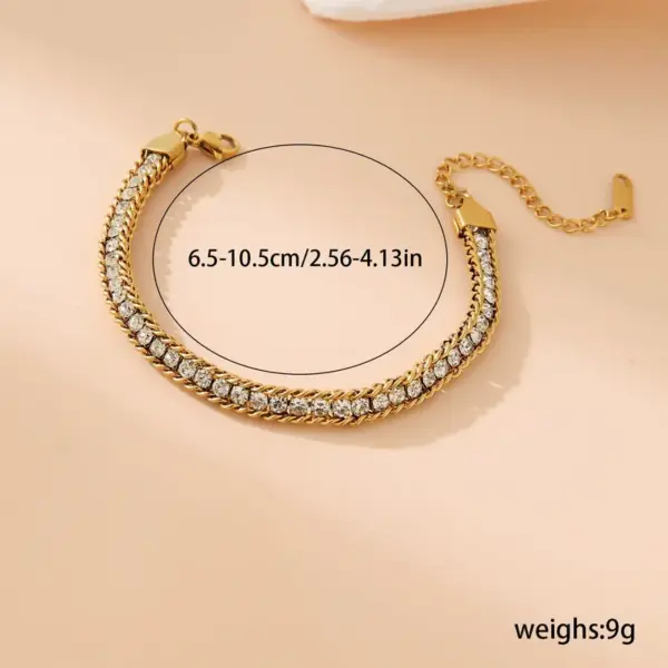 Wholesale Elegant Glam Simple Style Geometric 304 Stainless Steel 18K Gold Plated Rhinestones Bracelets In Bulk
