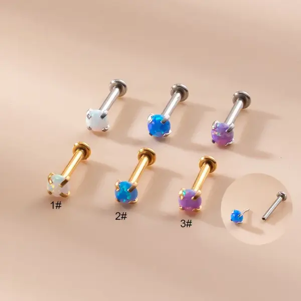 Wholesale 1 Piece Lip Rings Fashion Geometric 316L Stainless Steel Waterproof Non Tarnish Surgical Steel Artificial Gemstones