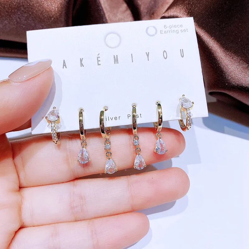 Wholesale Yakemiyou Fashion Water oplets Copper Zircon Dangling Earrings In Bulk