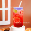 Wholesale New Glass Cup 16oz Gradient Colorful with Colorful Pp Lid Colorful Straw