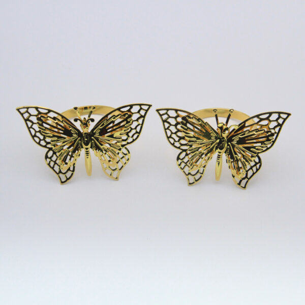 Wholesale Amazon Double Layer Butterfly Metal Gold Jewelry Brooch Hotel Table Napkin Ring Buckle Ring Manufacturer