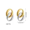 Wholesale Copper Oval Electroplating 18K Real Gold Plated Simple Style Gold Silver Drop Earrings