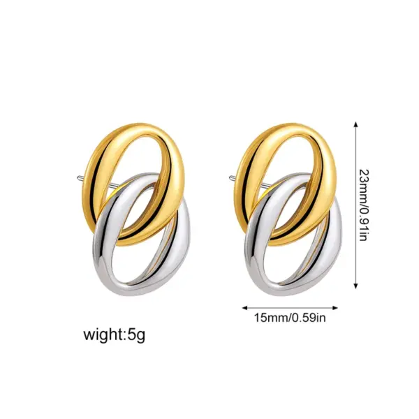 Wholesale Copper Oval Electroplating 18K Real Gold Plated Simple Style Gold Silver Drop Earrings