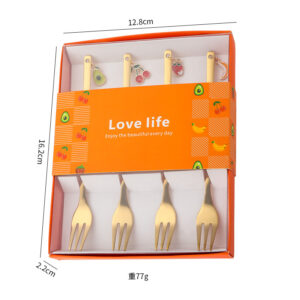 Orange gift box-fork set of 4 [gold]]