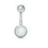 Fashion Solid Color Stainless Steel Inlay Artificial Gemstones Belly Ring