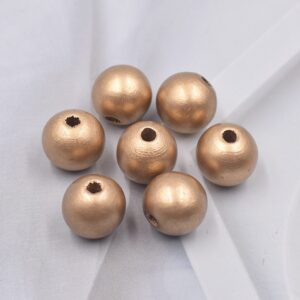 W071: 1 golden wooden bead
