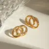 304 Stainless Steel O-Type PVD Coated Stone-Free Real Gold Plated Simple Style Waterproof Non Tarnish Gold Earrings