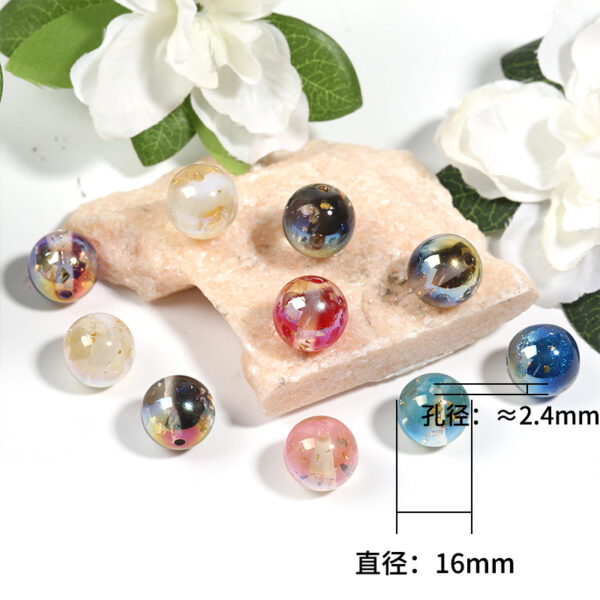 Wholesale 16mm Highlight Acrylic Round Beads Gold Foil Sequins Through Hole Beads DIY Mobile Phone Chain Keychain Beaded Beads