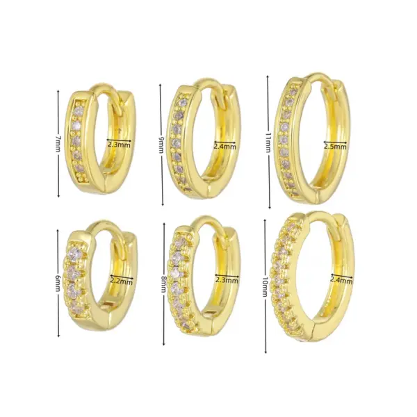 Wholesale 1 Piece Sweet Simple Style Round Plating Inlay Brass Zircon 18k Gold Plated Silver Plated Earrings
