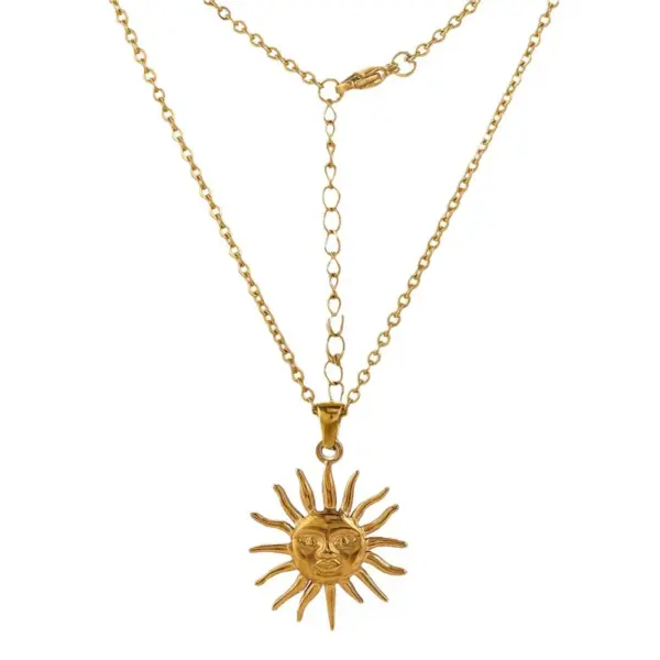 Wholesale Jewelry Retro Sun 304 Stainless Steel Plating Pendant Necklace Cable Chain