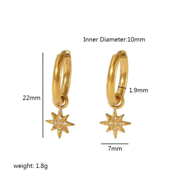 Wholesale PVD Coated Real Gold Plated Hexagram Heart Shape Eye 304 Stainless Steel Streetwear Waterproof Non Tarnish Drop Earrings