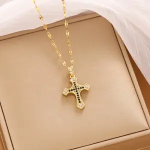 246-10 Mini Cross Necklace-Gold