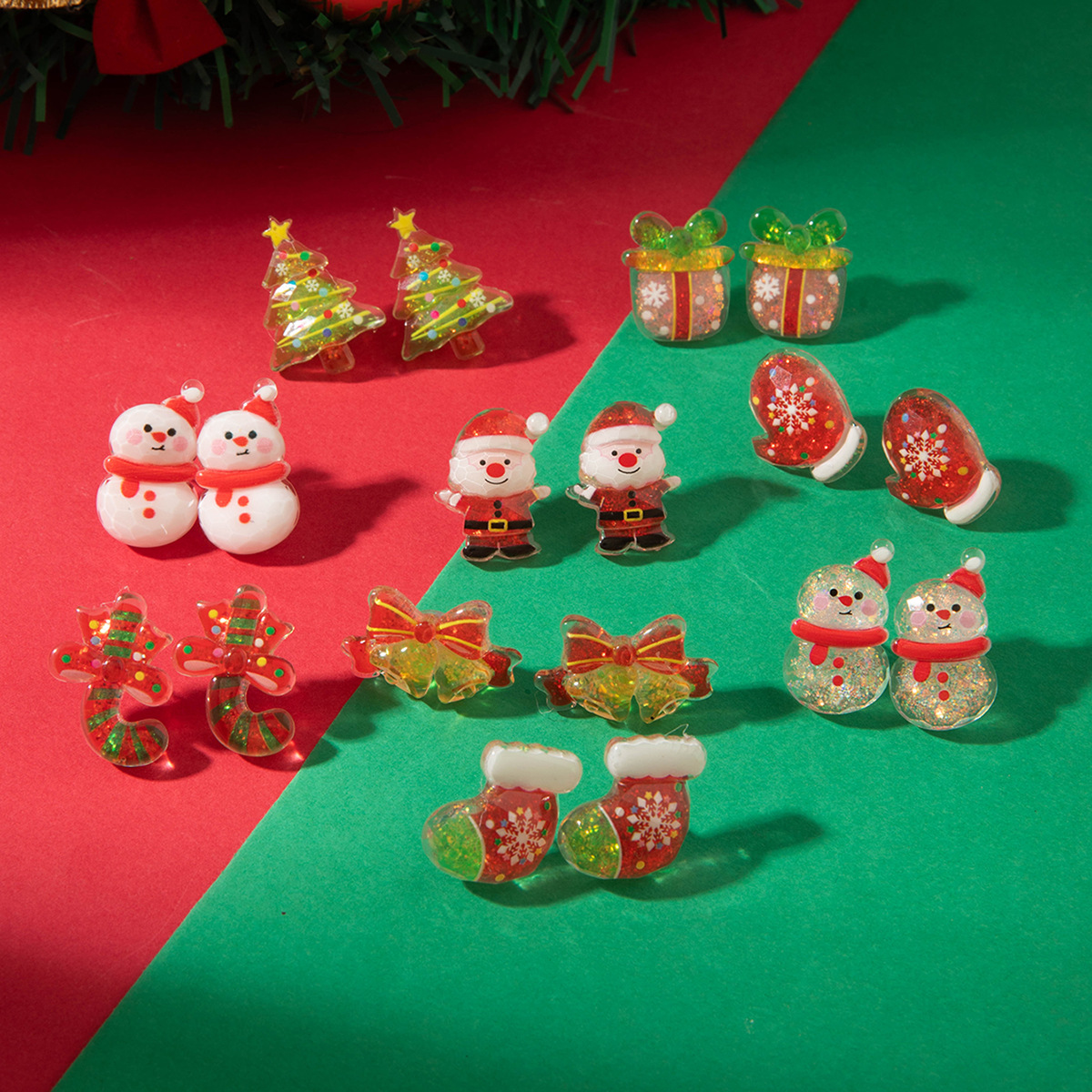 Wholesale Christmas resin Christmas tree snowman earrings