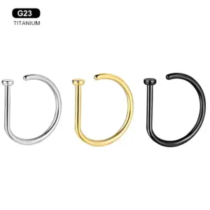 Wholesale Hot Sale G23 Titanium Piercing D-Shaped Fake Nose Ring Seamless Open Ring Nose Clip Nose Pin