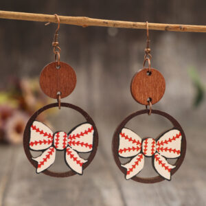 Wholesale Creative Cut Out Ring Splicing Bow Printed Earrings