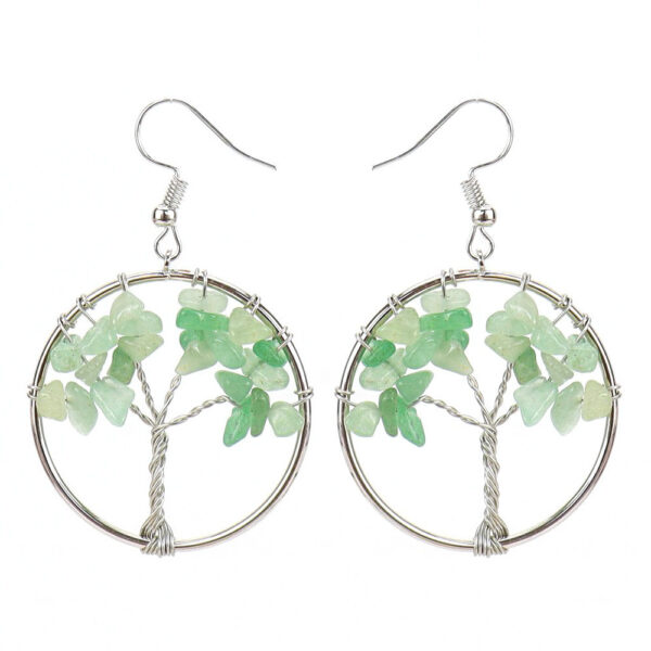 Wholesale Cross-border Hot Sale Natural Stone Earrings Colorful Stone Original Stone Winding Earrings Pendant Handmade Jewelry Mother's Day Gift