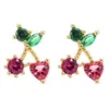 Fruit Brass Gem Copper Earrings