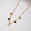 Wholesale PVD Coated 18K Gold Plated Heart Shape 304 Stainless Steel Casual Basic Sweet Handmade Polishing Pendant Necklace Multi Charms