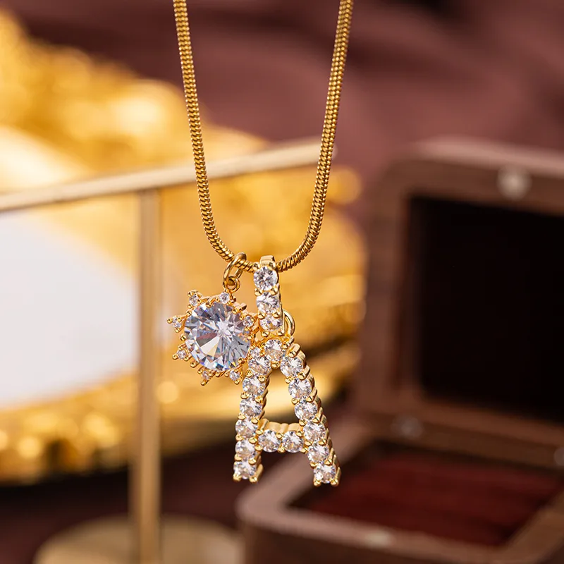 Wholesale Fashion Luxury Full Zircon Letter Pendant Necklace Personalized Multifunctional High-end Texture Jewelry Accessory Suitable For Men And Wome