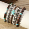 Wholesale Turquoise Turtle Retro Wooden Beads Wax Rope 5-Piece Braided Bracelet Set