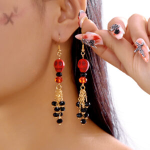 oly-fe44deff9c757da52d60d5a1b84ecc31 Wholesale New European and American style Halloween earrings, unique retro Halloween skull tassel stud earrings, in stock and available for wholesale.