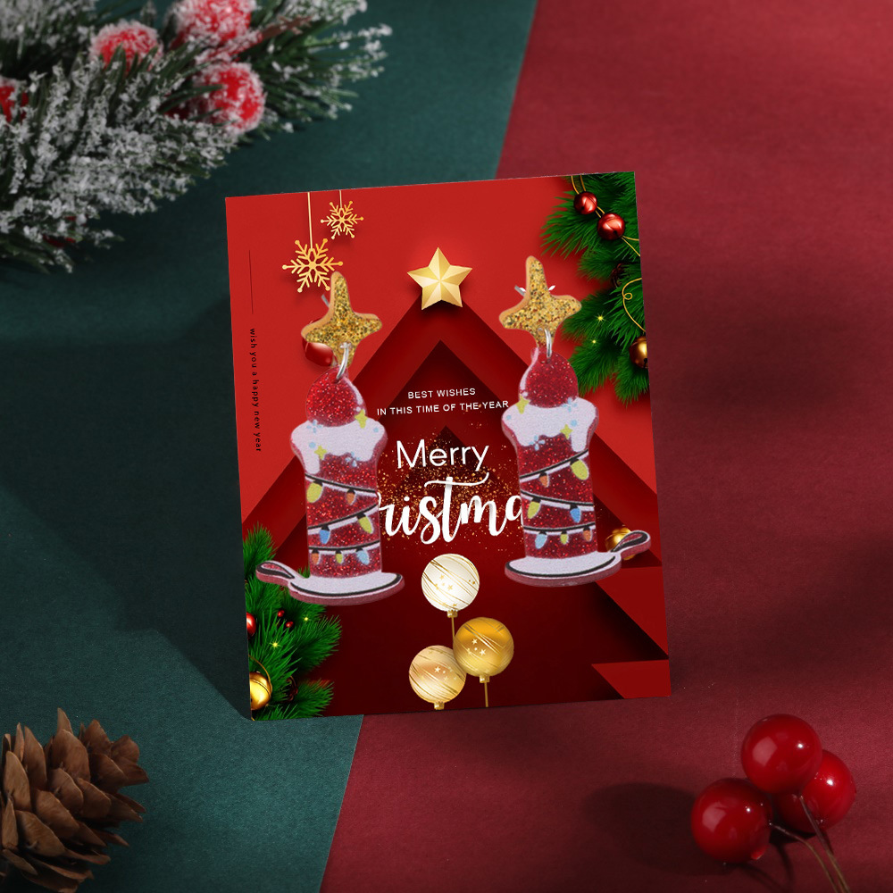 Wholesale Christmas Tree Christmas Hat Socks Elk Earrings