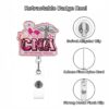 Wholesale Novelty Acrylic Glitter Staff Telescopic Rotary Badge Reel DIY Beaded Doctor Nurse Certificate Easy Pull Buckle