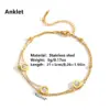 304 Stainless Steel Flower PVD Coated 18K Real Gold Plated Elegant Romantic Solid Color Waterproof Non Tarnish Plating Anklet