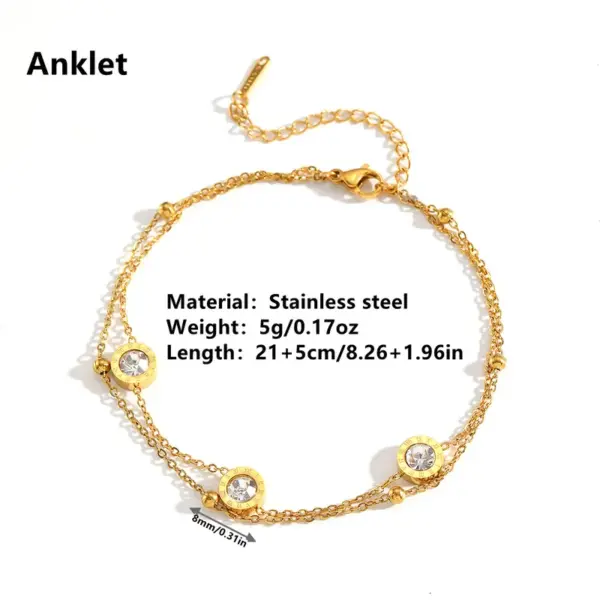 304 Stainless Steel Flower PVD Coated 18K Real Gold Plated Elegant Romantic Solid Color Waterproof Non Tarnish Plating Anklet