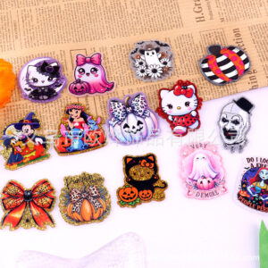Wholesale New loose powder cross-border cartoon Halloween cute jewelry acrylic pins adorable DIY patch accessories