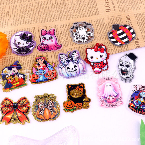 Wholesale New loose powder cross-border cartoon Halloween cute jewelry acrylic pins adorable DIY patch accessories