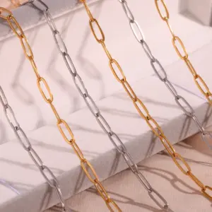 304 Stainless Steel Solid Color PVD Coated Stone-Free 18K Real Gold Plated Basic Simple Style Classic Style Waterproof Non Tarnish Plating Necklace