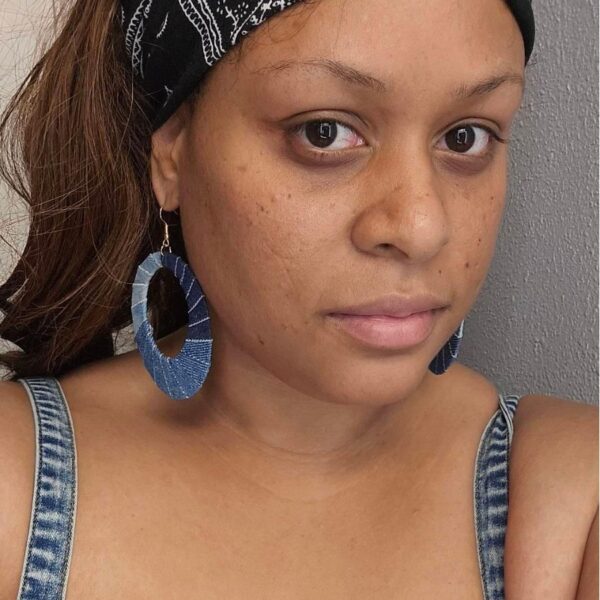 oly-fe6ceed7aa9aac4ab36b8f0c7703ccc5 Wholesale Cross-border Explosions Western Denim Style Casual Fashion Exaggerated Earrings Earrings Denim Oval Bohemia